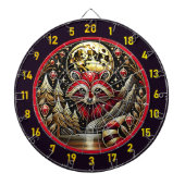 Levendige rode en witte wasbeer gloeit in Natuur Dartbord (Voorkant)