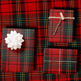 Levendige rode en zwarte Schotse tartanplaid Inpakpapier Vel
