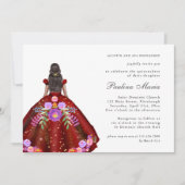 Levendige Rode Fiesta Bloemen Quinceañera Uitnodig Kaart (Voorkant)