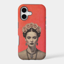 Levendige rode Frida-portret iPhone-hoes
