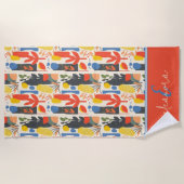 Levendige rode, gele en blauwe botanische kunst va strandlaken (Voorkant)