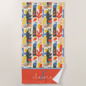 Levendige rode, gele en blauwe botanische kunst va strandlaken (Voorkant)