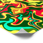 Levendige rode, gele en groene Abstracte kunst Poster (Hoek)