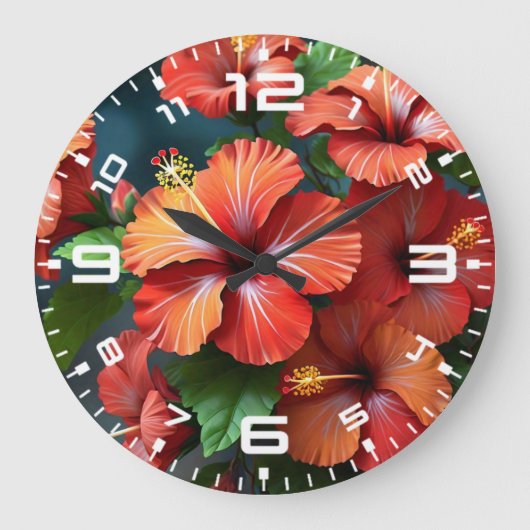 Levendige Rode Hibiscus Bloemen-76894 Grote Klok (Voorkant)