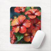 Levendige Rode Hibiscus Bloemen-76894 Muismat (Met muis)