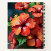 Levendige Rode Hibiscus Bloemen-76894 Notitieboek (Achterkant)