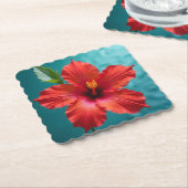 Levendige rode hibiscus in volle glorie kartonnen onderzetters (Gebogen)