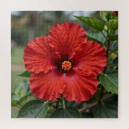 Levendige Rode Hibiscus Tropische Bloei Legpuzzel (Verticaal)