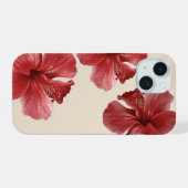 Levendige Rode Hibiscus Tropische Bloem iPhone 15 Case (Achterkant horizontaal)
