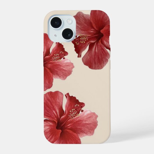 Levendige Rode Hibiscus Tropische Bloem iPhone 15 Case (Achterkant)