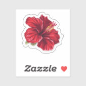 Levendige rode hibiscusbloem sticker (Vel)