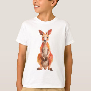 Levendige Rode Kangoeroe Portret Kunstprint T-shirt