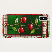 Levendige rode kersen met rijke groene bladeren Case-Mate iPhone case (Achterkant (horizontaal))