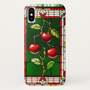 Levendige rode kersen met rijke groene bladeren Case-Mate iPhone case