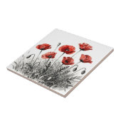 Levendige rode klaproos bloemenwei tegeltje (Zijkant)