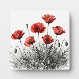 Levendige rode klaproos bloemenweide fotoplaat
