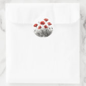 Levendige rode klaproos bloemenweide ronde sticker (Tas)
