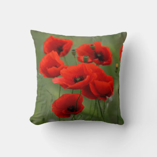 Levendige Rode Klaprozen Artistiek Bloemenkussen Kussen
