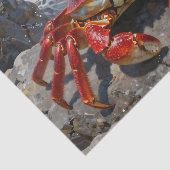 Levendige Rode Krab Oceaan Golven Tissuepapier (Detail)