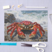 Levendige Rode Krab Oceaan Golven Tissuepapier (Craft)