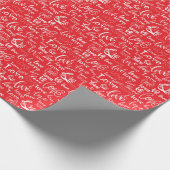 Levendige Rode Liefde Witte Script Valentijnsdag Cadeaupapier (Hoek)