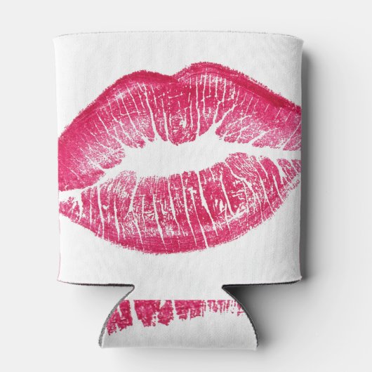 Levendige rode lippen geïsoleerde illustratie blikjeskoeler (Achterkant)