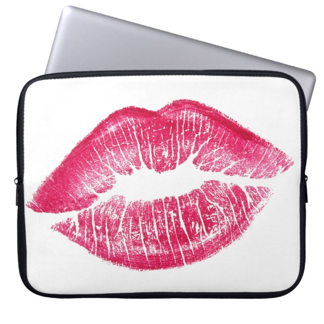 Levendige rode lippen geïsoleerde illustratie laptop sleeve (Voorkant)