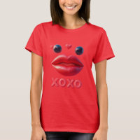 Levendige Rode Lippen Met XOXO-ontwerp