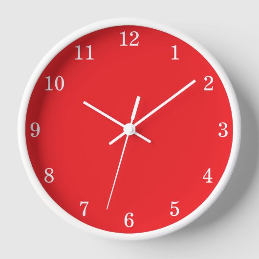 Levendige rode minimalistische wandklok (Voorkant)