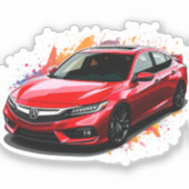 Levendige rode moderne auto sticker (Voorkant)