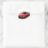 Levendige rode moderne auto vierkante sticker (Tas)