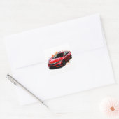 Levendige rode moderne auto vierkante sticker (Envelop)