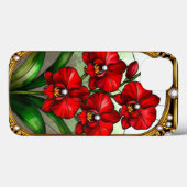 Levendige rode orchideeën in een ornamentale goude Case-Mate iPhone case (Achterkant (horizontaal))
