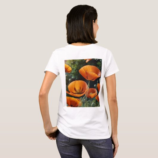 Levendige rode papaver bloem t-shirt (Achterkant volledig)