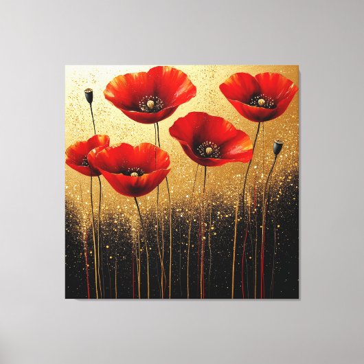 Levendige rode papavers in bloei canvas afdruk (Voorkant)