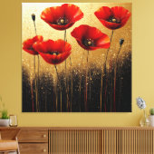 Levendige rode papavers in bloei canvas afdruk (Insitu (Woonkamer))