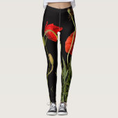 Levendige rode papavers op zwarte Leggings (Voorkant)