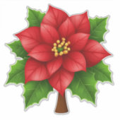 Levendige rode Poinsettia bloem met groene bladere Sticker (Voorkant)