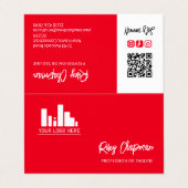 Levendige rode QR-code Foto sociale media pictogra Visitekaartje (Buitenkant ongevouwen)