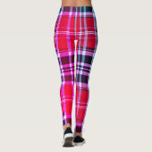 Levendige Rode Roze Aqua Moderne Plaid Leggings (Achterkant)