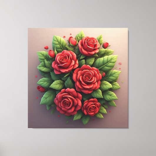 Levendige Rode Rozen Boeket Canvas Afdruk (Voorkant)