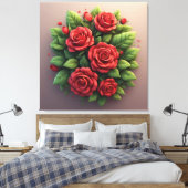 Levendige Rode Rozen Boeket Canvas Afdruk (Insitu (Slaapkamer))