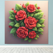 Levendige Rode Rozen Boeket Canvas Afdruk (Insitu (Houten vloer))