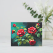 Levendige rode rozen  briefkaart (Staand voorkant)