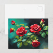 Levendige rode rozen  briefkaart (Voorkant / Achterkant)