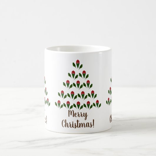 Levendige rode rozen, Holly Christmas Tree Art, We Koffiemok (Center)