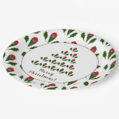 Levendige rode rozen, Holly Christmas Tree Holiday Papieren Bordje (Gekanteld)