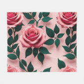 Levendige rode rozen met donkergroene bladeren fleece deken (Voorkant (Horizontaal))