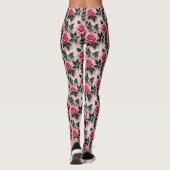 Levendige rode rozen met donkergroene bladeren leggings (Achterkant)