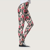 Levendige rode rozen met donkergroene bladeren leggings (Rechts)